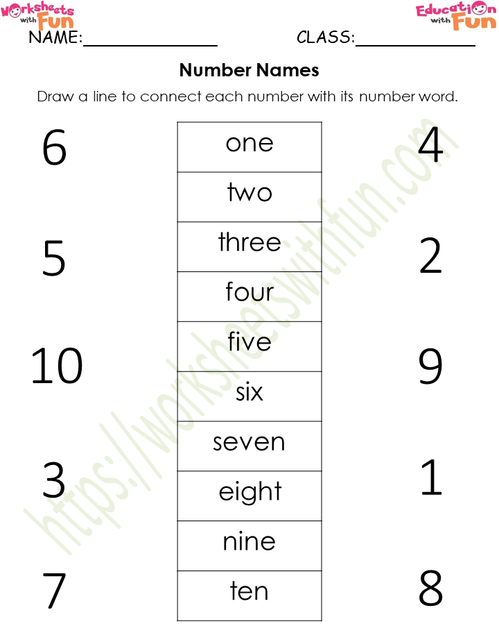 Mathematics - Preschool: Number Names Worksheet 6 | WWF